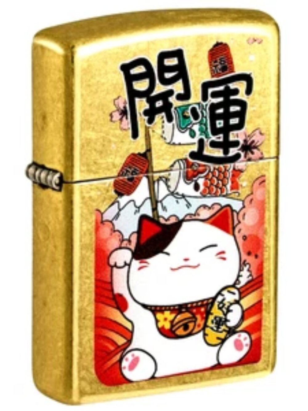 Cool Lucky Cat Design, Street Brass Zippo